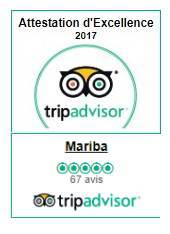 Attestation d'Excellence 2017 du restaurant Mariba décernée par Tipadvisor
